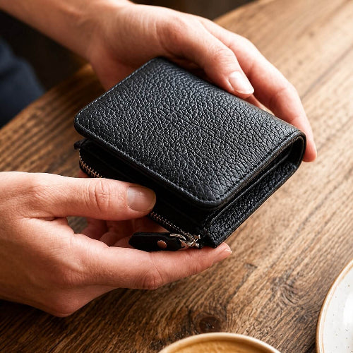portefeuille femme format court élancia en cuir véritable compact