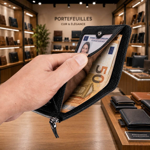 portefeuille femme format court élancia en cuir véritable sobre