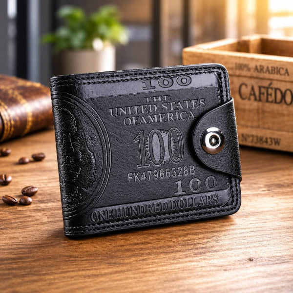 portefeuille court pour homme avec motif en dollar couleur noir classe