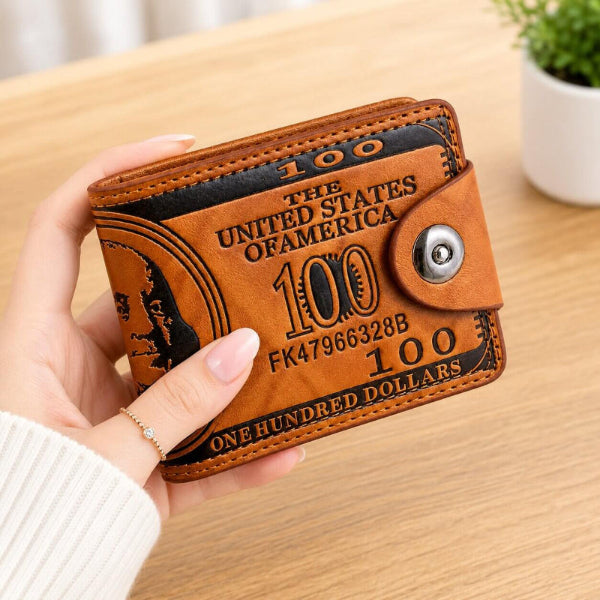 portefeuille court pour homme avec motif en dollar solide et cool