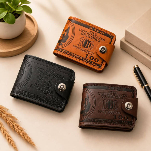 portefeuille court pour homme avec motif en dollar léger et pratique