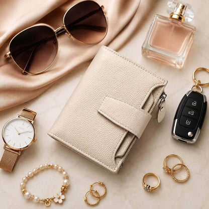 portefeuille court pour femme en cuir véritable allure glamour feminité