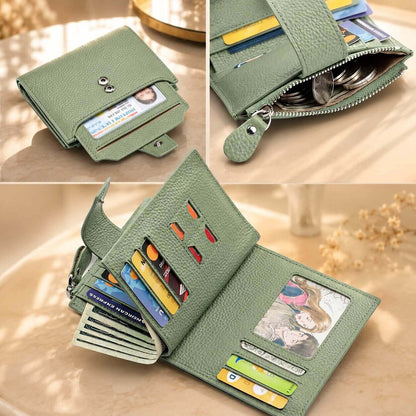portefeuille court pour femme en cuir veritable allure grande capacité