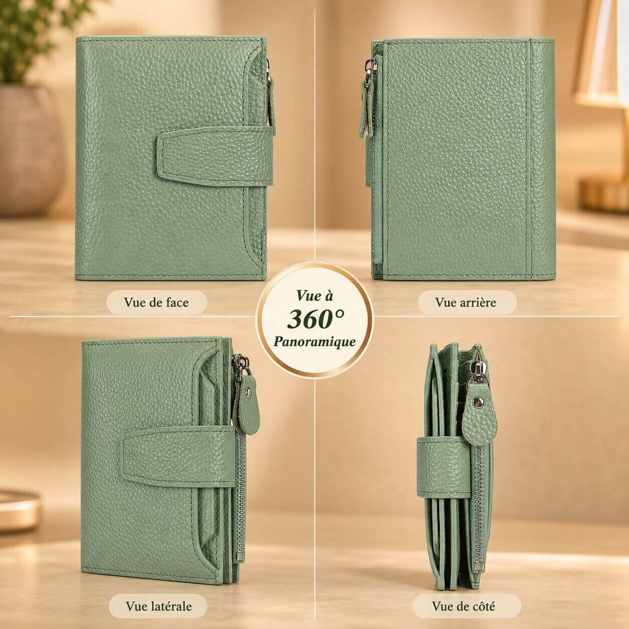 portefeuille court pour femme en cuir veritable allure glamour joli