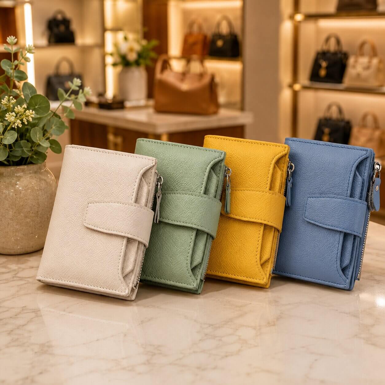 portefeuille court pour femme en cuir véritable allure glamour généreux