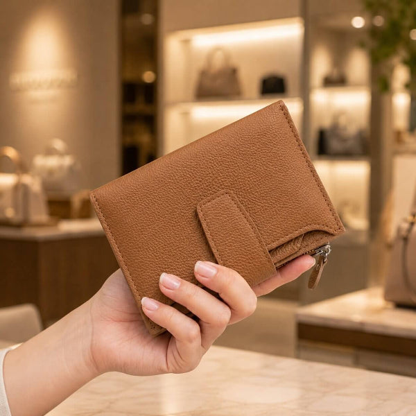 portefeuille court pour femme allure prestige marron authentique
