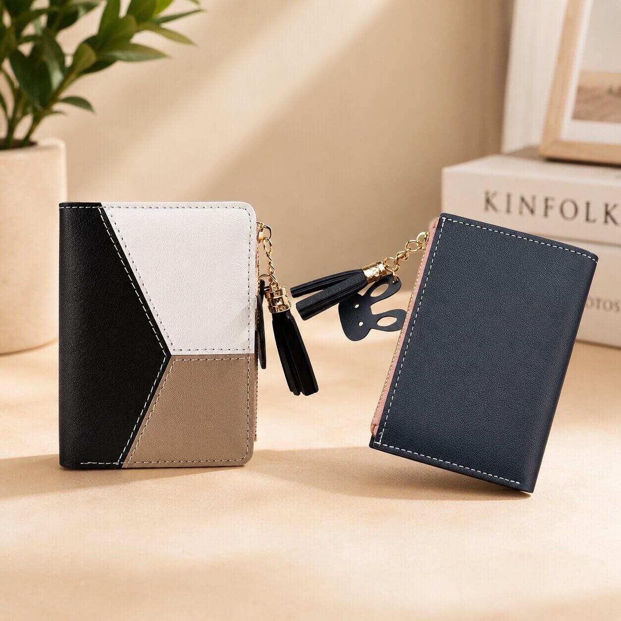 portefeuille femme format court trioline noir magnifique