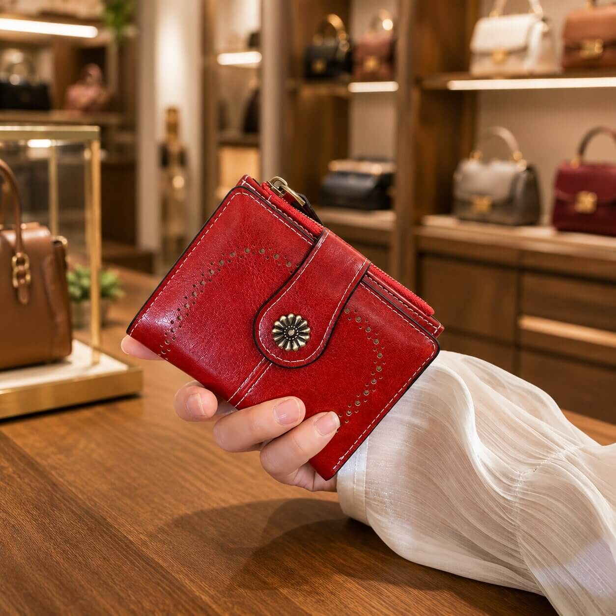 portefeuille pour femme en cuir compacte