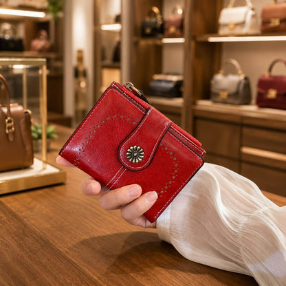 portefeuille pour femme en cuir compacte