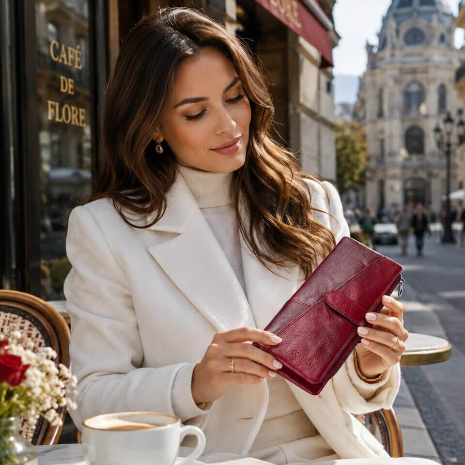 Portefeuille Femme Long en Cuir Véritable - Cléo™