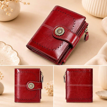 portefeuille pou femme en cuir véritable rouge intemporel