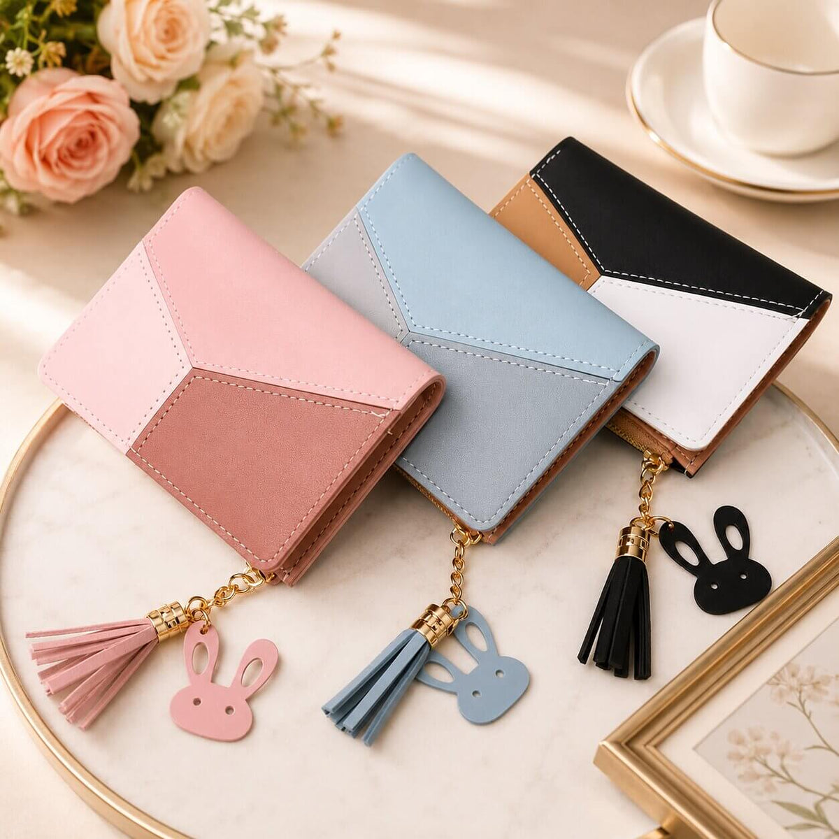 portefeuille femme format court trioline superbe