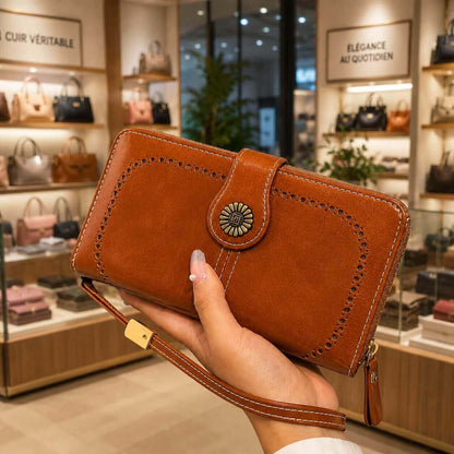 portefeuille femme grand format robuste et compact