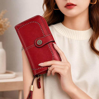 portefeuille femme long grande capacite rouge capucine