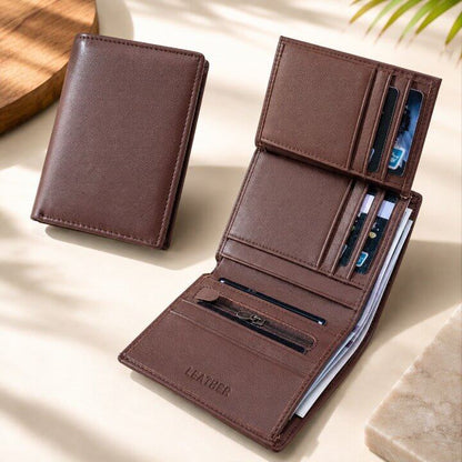 portefeuille homme en cuir veritable marron café
