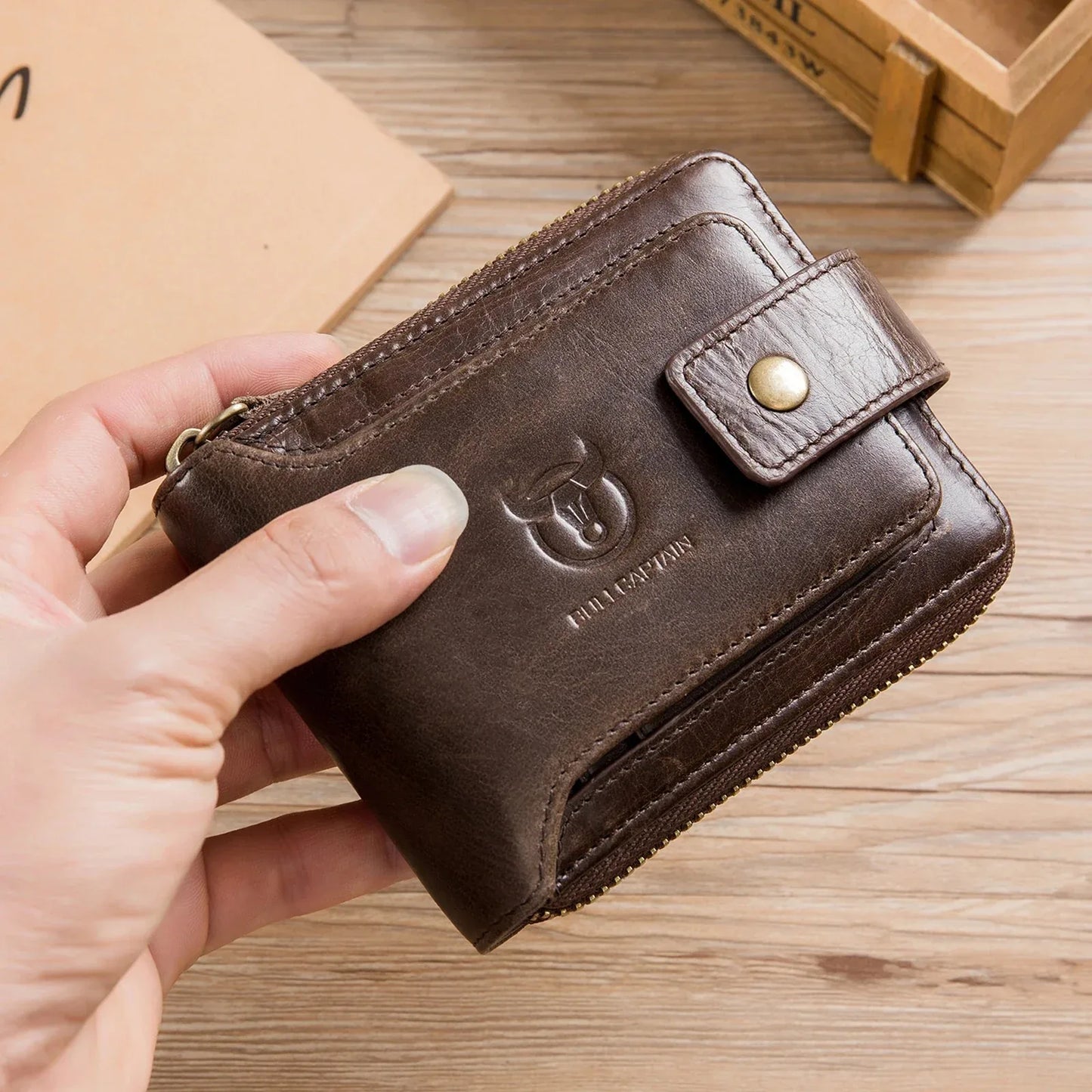 Portefeuille Homme en Cuir Véritable | BullCaptain Vintage - Rayon de Sérénité