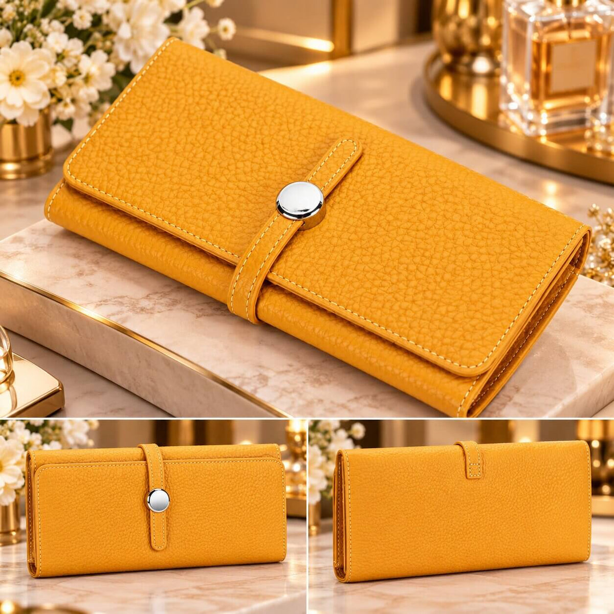 portefeuille long femme celeste jaune