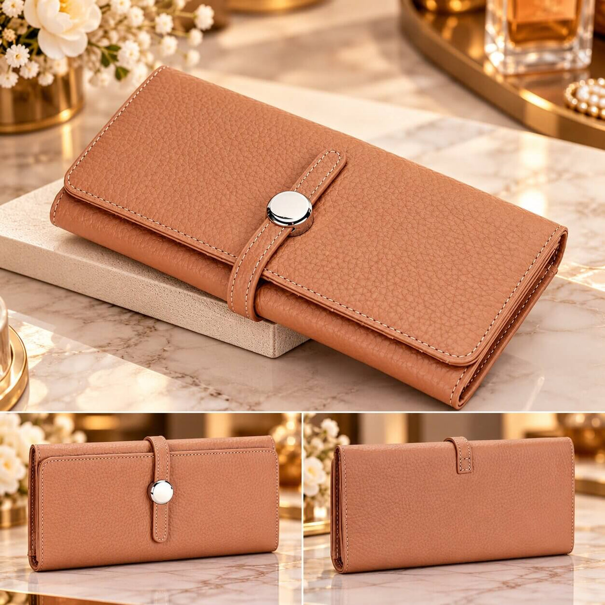 portefeuille long femme celeste nude