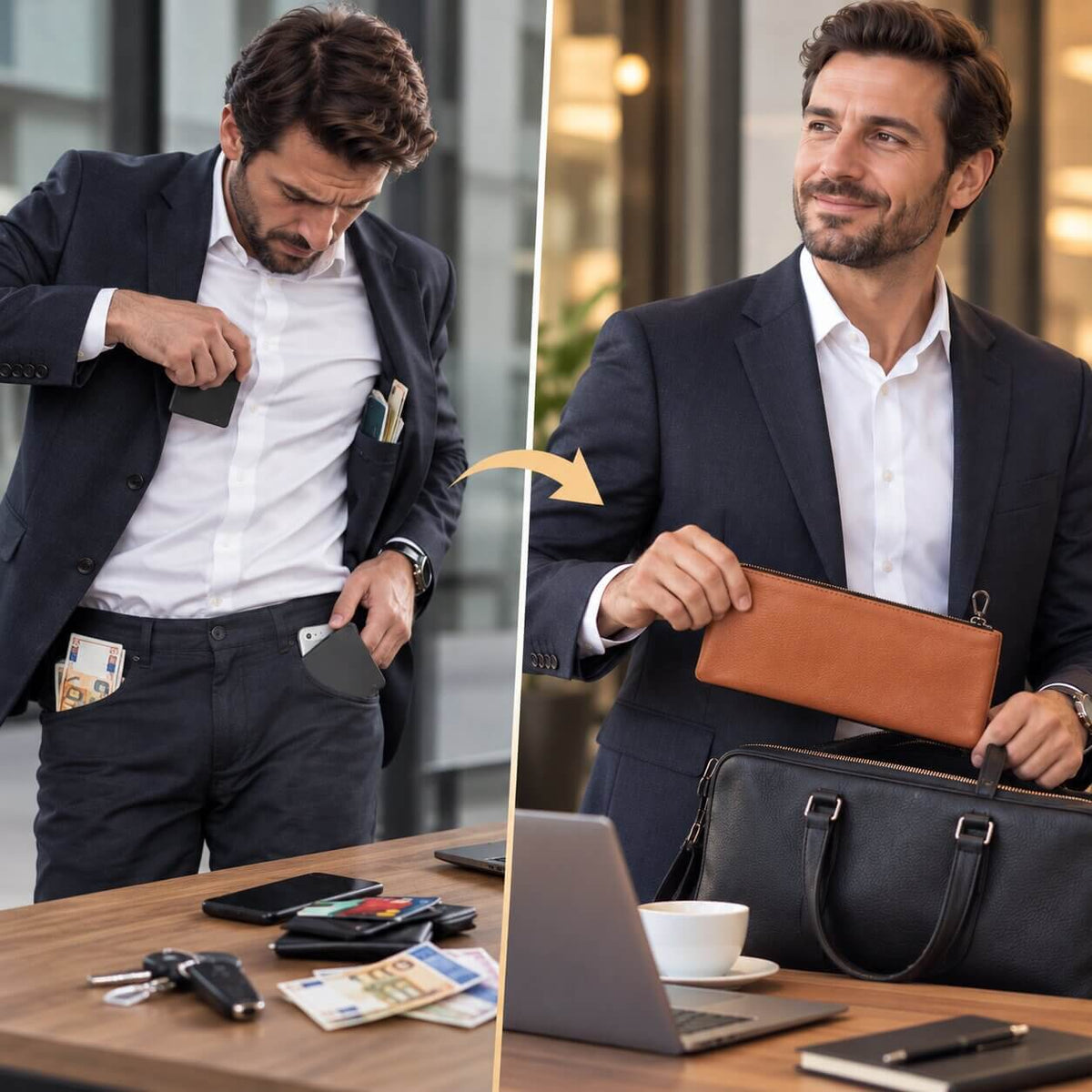 portefeuille pochette en cuir véritable calveo agréable