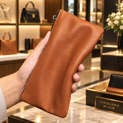 portefeuille pochette en cuir véritable calveo doux