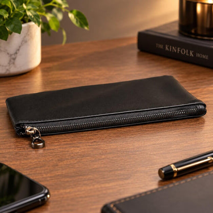 portefeuille pochette en cuir véritable calveo fine