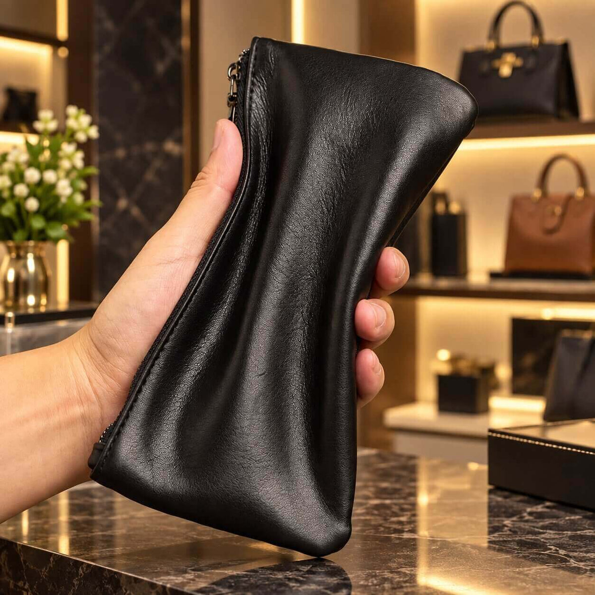 portefeuille pochette en cuir véritable calveo flexible