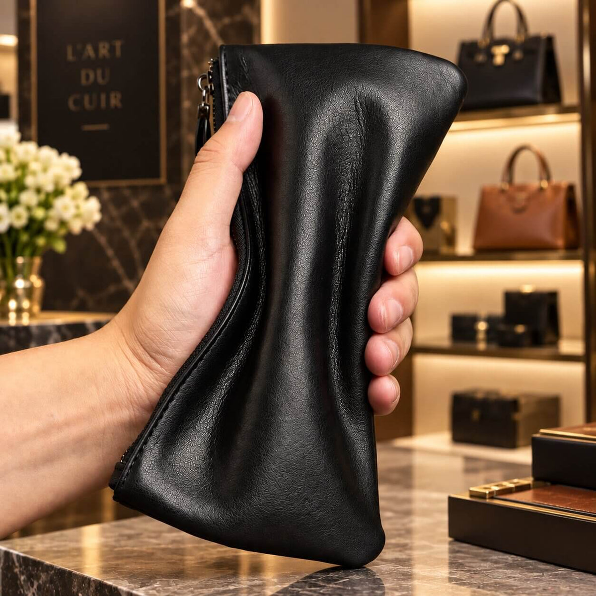 portefeuille pochette en cuir véritable calveo moelleux