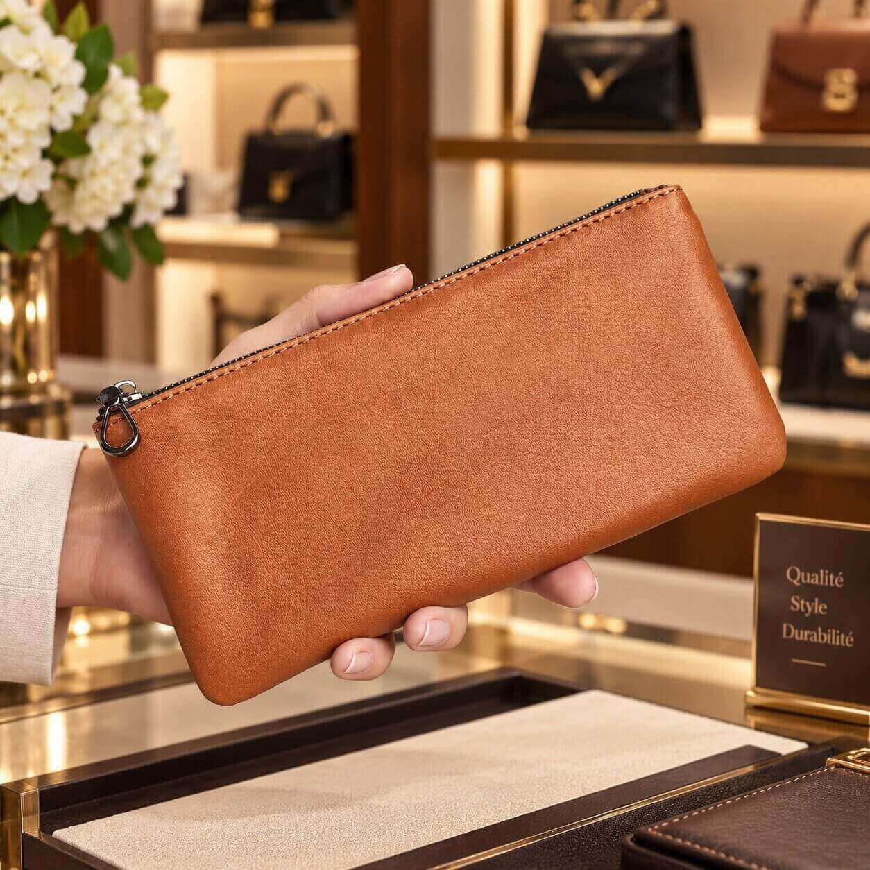 portefeuille pochette en cuir véritable calveo pratique