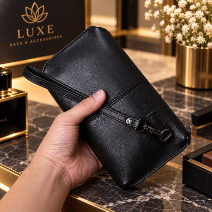 portefeuille pochette en cuir véritable elvane élegant