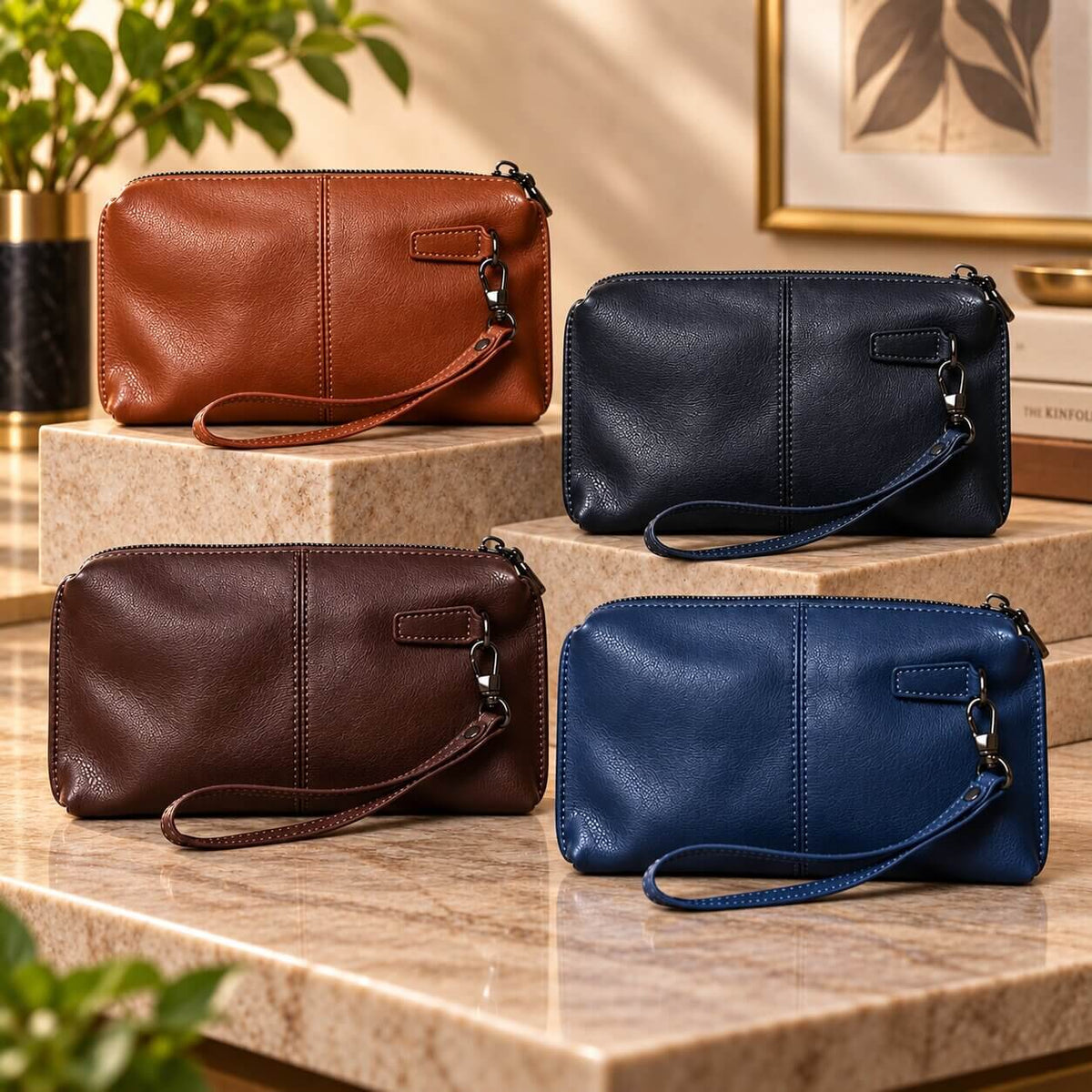 Portefeuille pochette en cuir véritable – Elvane™