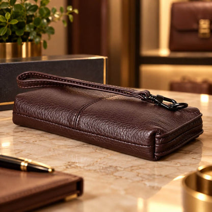 portefeuille pochette en cuir véritable elvane raffiné