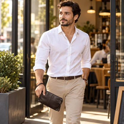 portefeuille pochette en cuir véritable elvane soigné