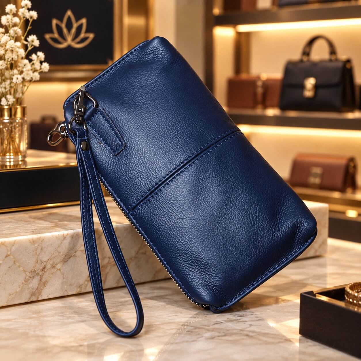 portefeuille pochette en cuir véritable elvane solide