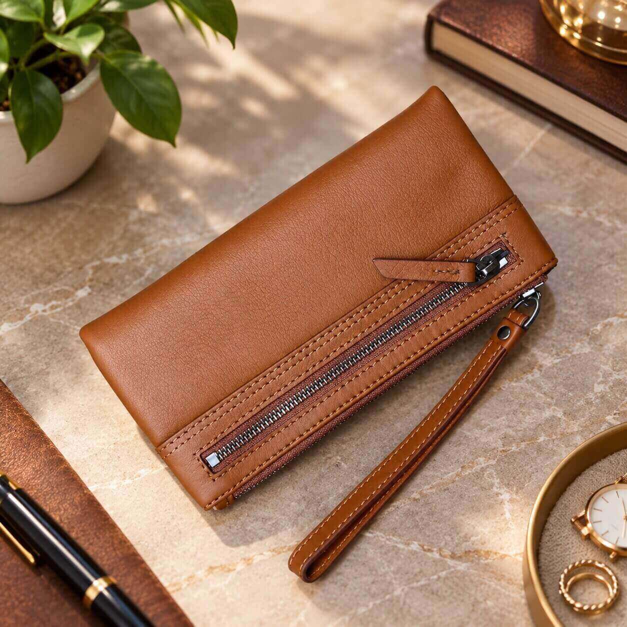 portefeuille pochette en cuir véritable varen doux