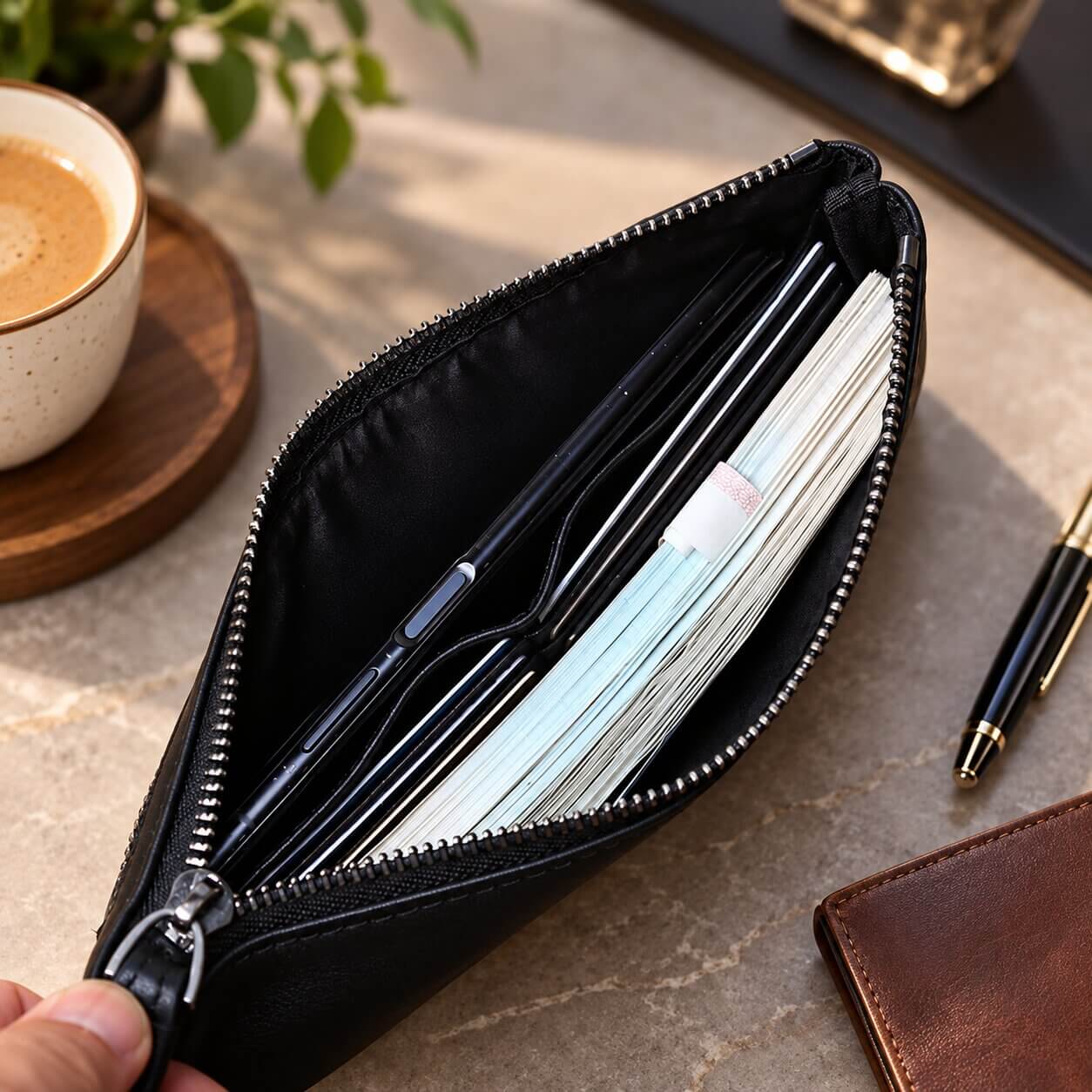 portefeuille pochette en cuir véritable varen grande capacité