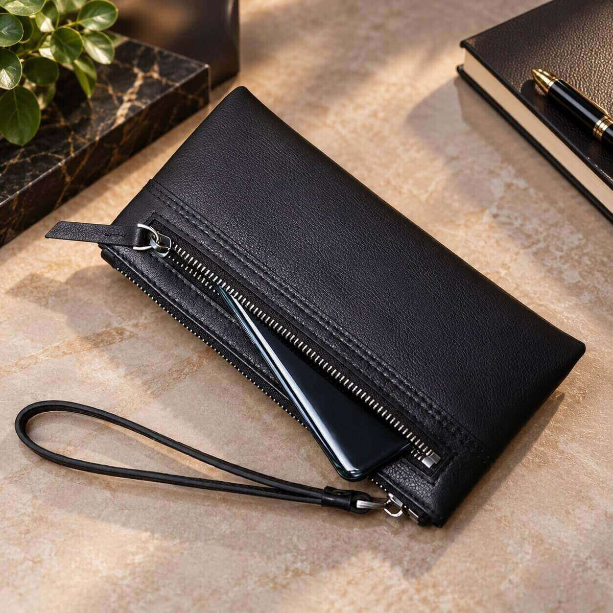 portefeuille pochette en cuir véritable varen soyeux