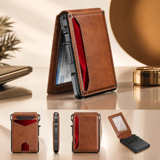 portefeuille et porte carte pour homme pop up marron