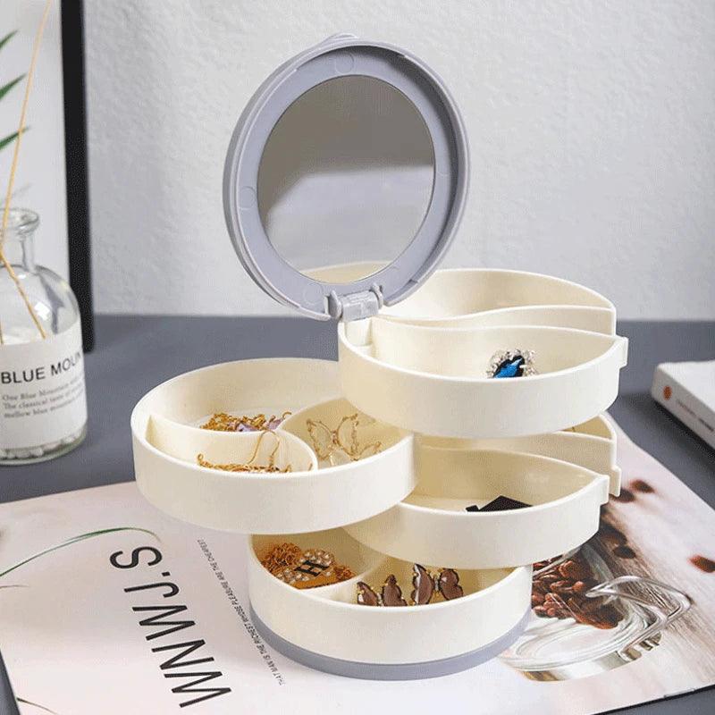 Rangement Bijoux Rotatif Blanc et Vert | ExquisBox™ - Rayon de Sérénité