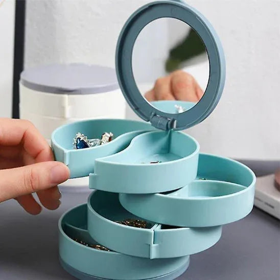 Rangement Bijoux Rotatif Blanc et Vert | ExquisBox™ - Rayon de Sérénité