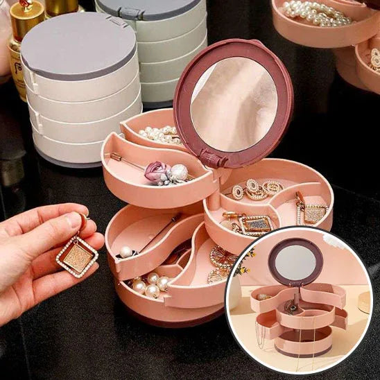 Rangement Bijoux Rotatif Blanc et Vert | ExquisBox™ - Rayon de Sérénité