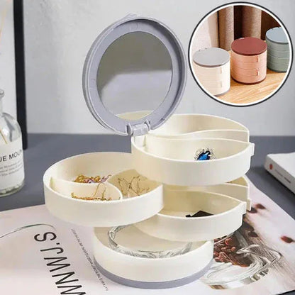Rangement Bijoux Rotatif Blanc et Vert | ExquisBox™ - Rayon de Sérénité