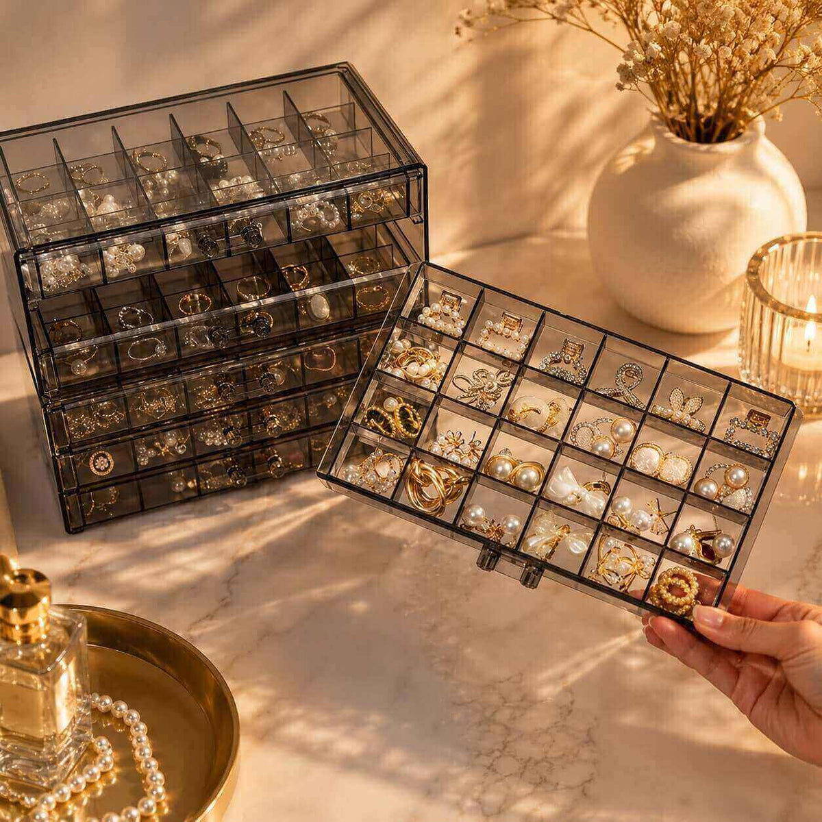 rangement bijoux transparent magnifique