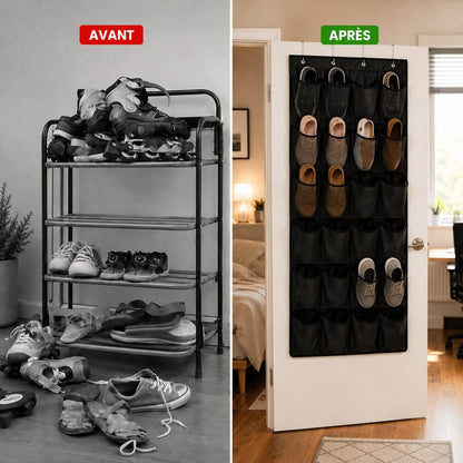 Rangement chaussures pour porte à 24 poche - ShoePoche™