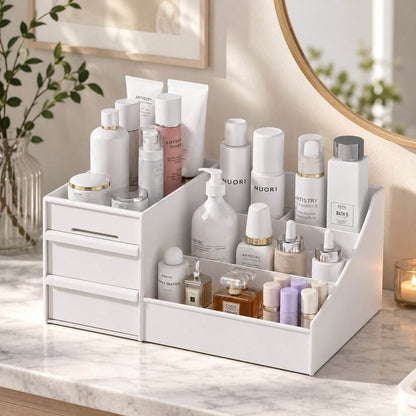 rangement maquillage blanc elegant simple 