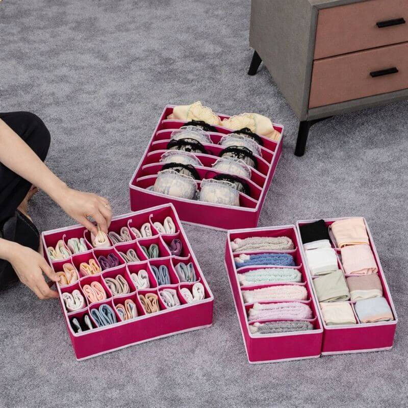 IntimaBox™ - Lot de 4 Organisateurs de Tiroir pour Sous-vêtements