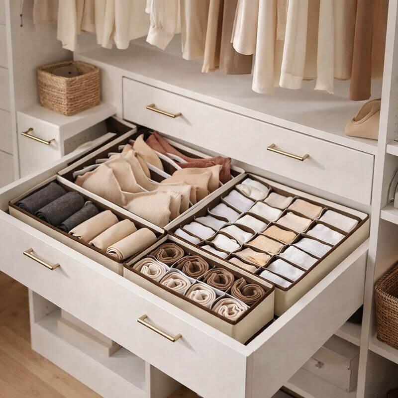 IntimaBox™ - Lot de 4 Organisateurs de Tiroir pour Sous-vêtements