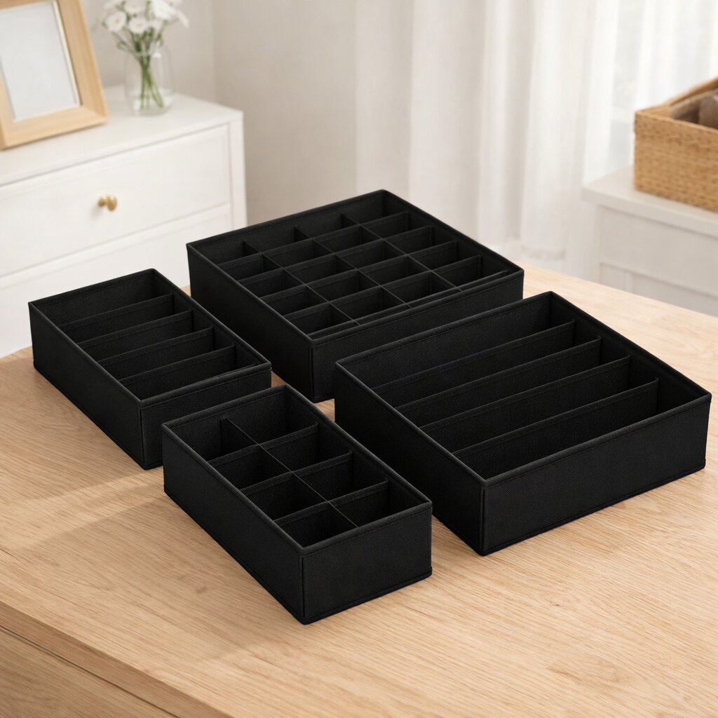 rangement tiroir sous vetement noir chic