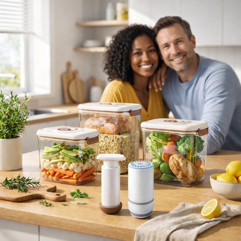 recipients alimentaires avec couvercles et pompe sous vide
