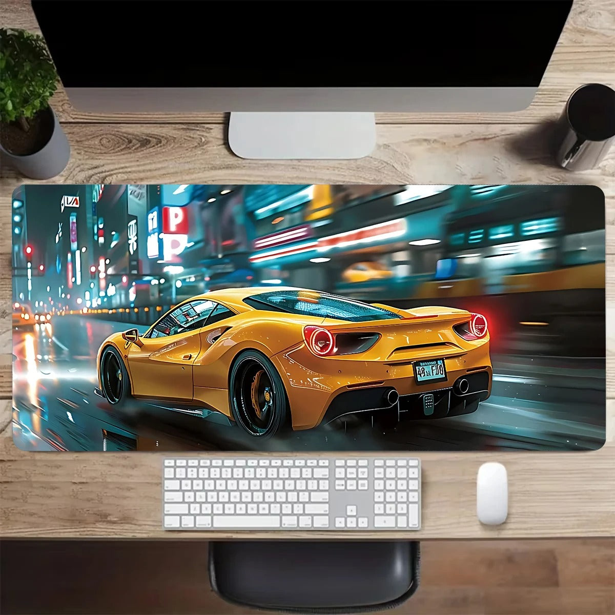 tapis de souris gaming motif voiture jaune tunning