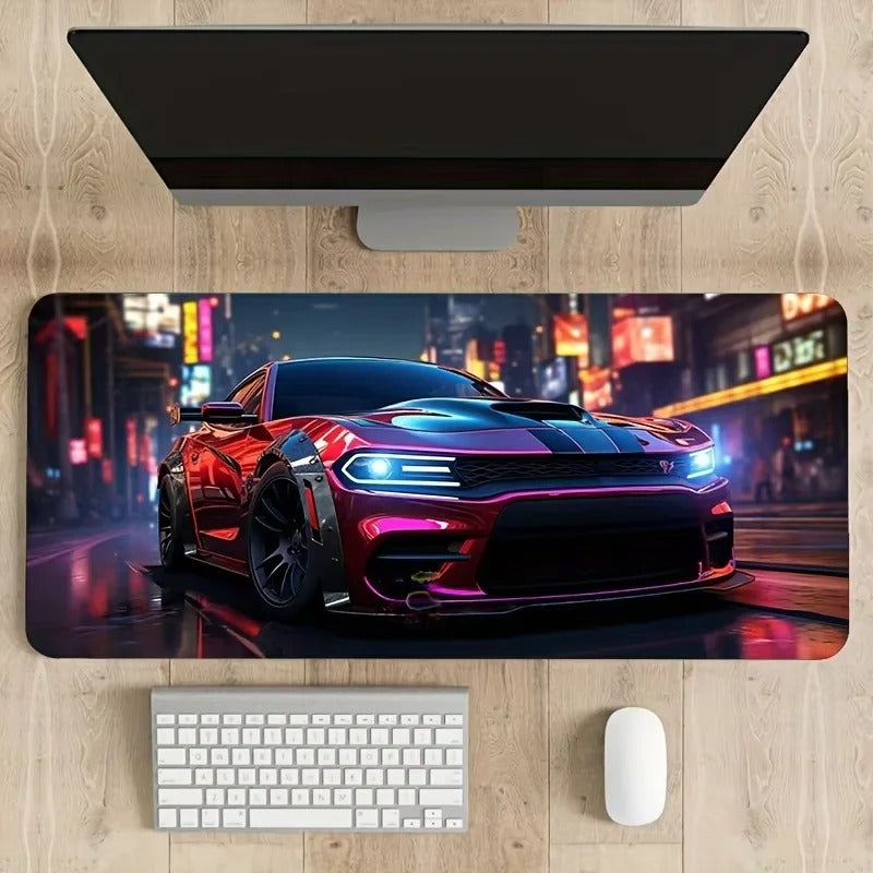 tapis de souris gaming motif voiture violet vitrine